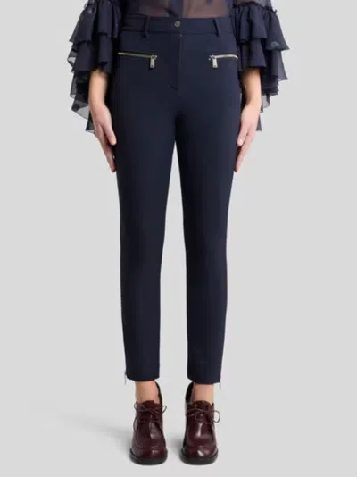 Etro Slim-fit Trousers Made Of Solid-color In Blue