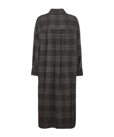 Isabel Marant Étoile Plaid Pattern Grey Coat With Relaxed Fit And Functional Pockets In Gray