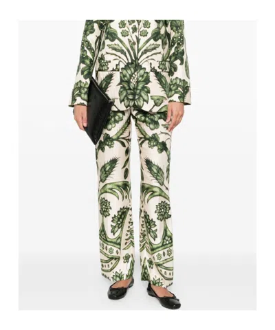 F.r.s For Restless Sleepers Printed Silk Trousers In Green