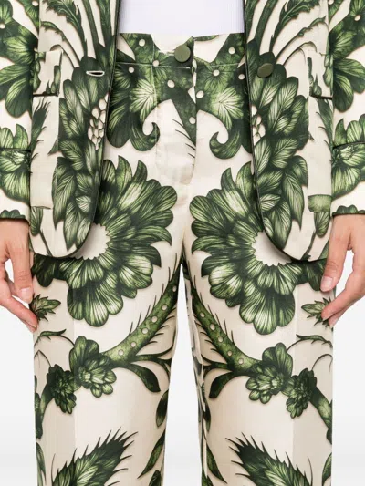 F.r.s For Restless Sleepers Printed Silk Trousers In Green
