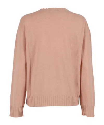 Fabiana Filippi Platinum V Neck Sweater With Filo Diamante Trim Detail In Brown