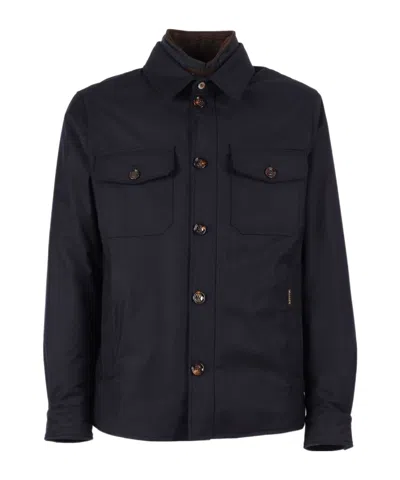 Moorer Wool Blend Jacket Flap Pockets In Black