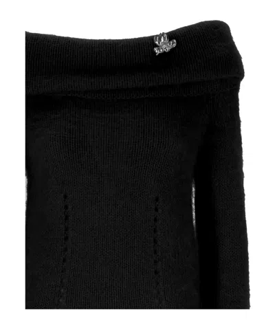 Blumarine Long-sleeved Sweater In Black