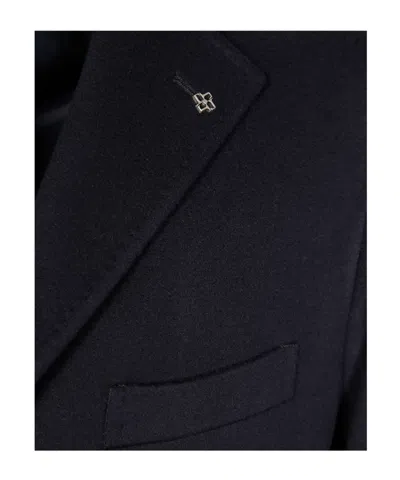 Tagliatore Single-breasted Wool Chacemire Coat In Blue