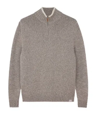 Paul & Shark Textured Knit Turtleneck Sweater With Ribbed Details In Gray