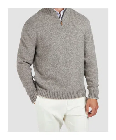 Paul & Shark Textured Knit Turtleneck Sweater With Ribbed Details In Gray