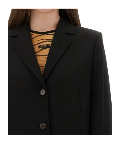 Moschino Long Tailored Coat In Black