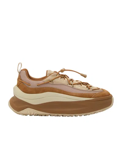 Moon Boot Logo Sneakers With Chunky Sole And Mesh In Brown