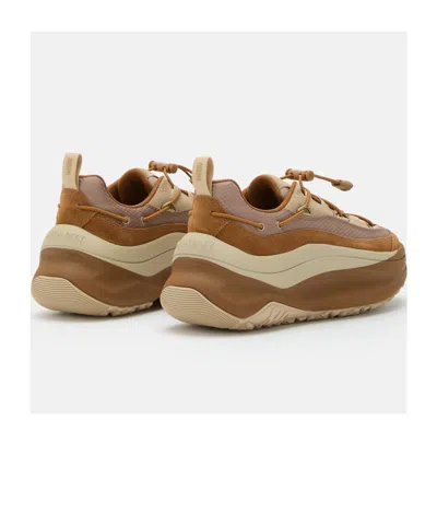 Moon Boot Logo Sneakers With Chunky Sole And Mesh In Brown