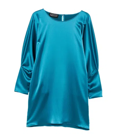 Gianluca Capannolo Crew-neck Puff-sleeve Mini Dress In Blue