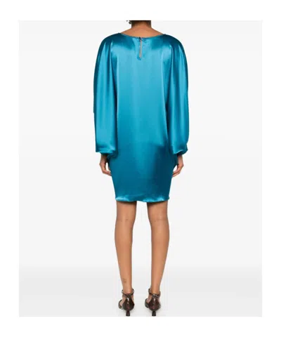 Gianluca Capannolo Crew-neck Puff-sleeve Mini Dress In Blue