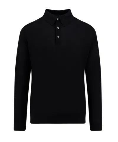 Kiton Ciro Buttoned Polo Shirt In Black