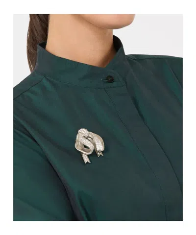 Max Mara Bow Brooch With Rhinestones In Gray