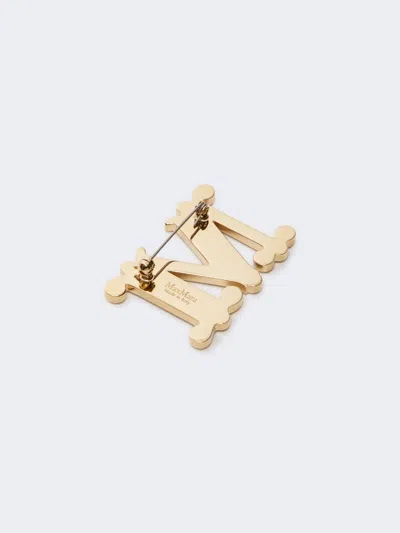 Max Mara Crystal-adorned Monogram Brooch In Red