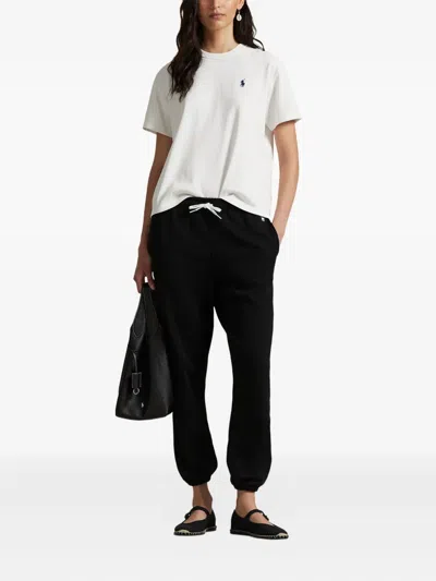 Polo Ralph Lauren Relaxed Fit Ankle-length Trousers With Adjustable Drawstring In Black