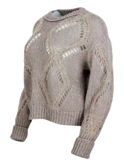 Antonelli Crew Neck Short-sleeved Sweater In Gray