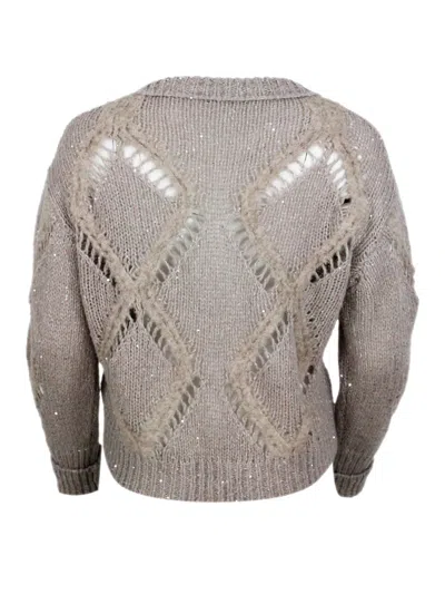 Antonelli Crew Neck Short-sleeved Sweater In Gray