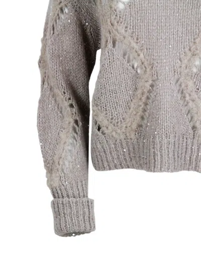 Antonelli Crew Neck Short-sleeved Sweater In Gray