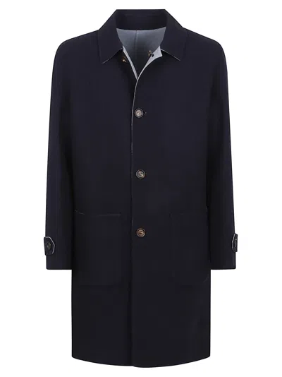 Eleventy Reversible Coat With Back Vent Detail In Blue
