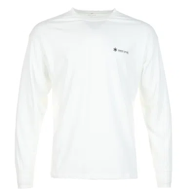 Snow Peak Soft Cotton Relaxed Fit Logo Long Sleeve T Shirt Off White In White