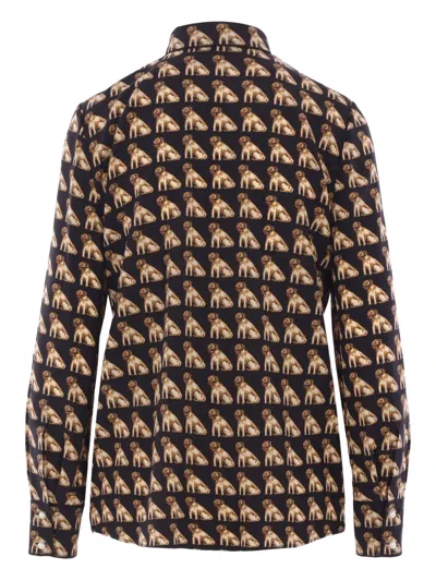 Valentino Collar Shirt With Long Sleeves And All-over Print In Multi