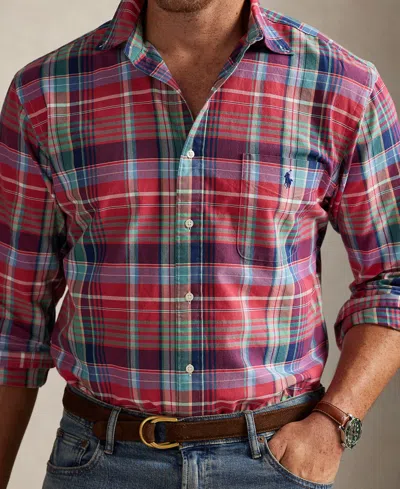 Polo Ralph Lauren Classic Fit Plaid Oxford Shirt In Pink