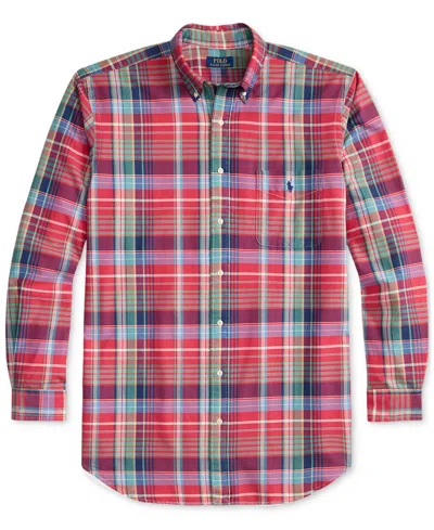 Polo Ralph Lauren Classic Fit Plaid Oxford Shirt In Pink