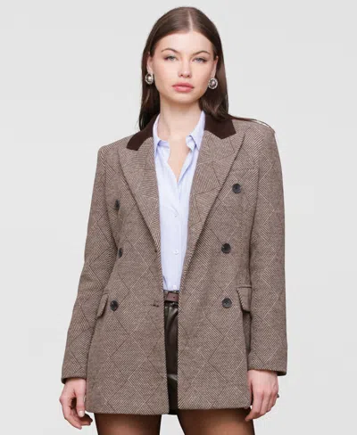 Avec Les Filles Women's Double-breasted Blazer Coat In Brown