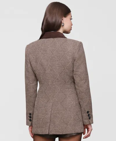 Avec Les Filles Women's Double-breasted Blazer Coat In Brown