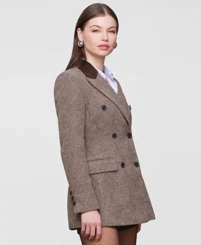 Avec Les Filles Women's Double-breasted Blazer Coat In Brown