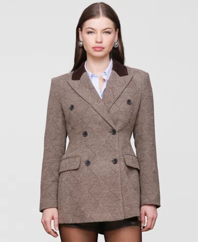 Avec Les Filles Women's Double-breasted Blazer Coat In Brown