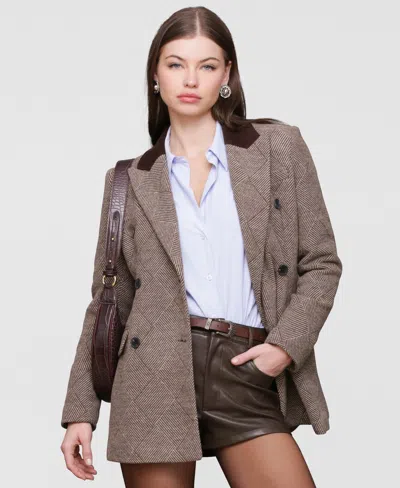 Avec Les Filles Women's Double-breasted Blazer Coat In Brown