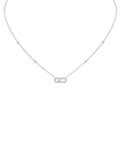 Messika Diamond Move Uno Pave Necklace In 18k Gold, 16.5, 0.22 Tcw In Metallic