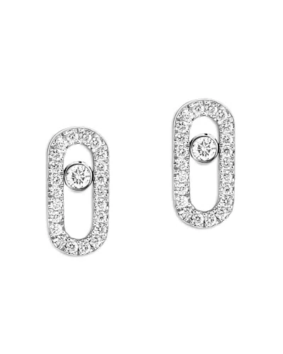 Messika Diamond Move Uno Pave Stud Earrings In 18k Gold, 0.16 Tcw In Metallic