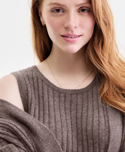 Charter Club Womens 100 Cashmere Ribbed Long Cardigan Pxs Xxl Macys Exclusive In Brown