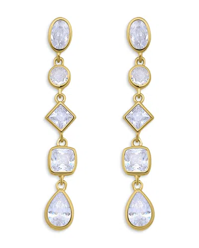 Aqua Bezel Set Multi-shape Cubic Zirconia Linear Drop Earrings - Exclusive In Gray