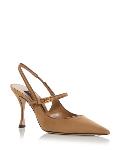 Dolce & Gabbana Suede And Nappa Leather Slingback In Brown