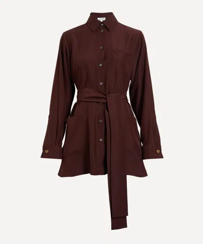 Loewe Bordeaux Silk Blouse With Belt In Burgundy