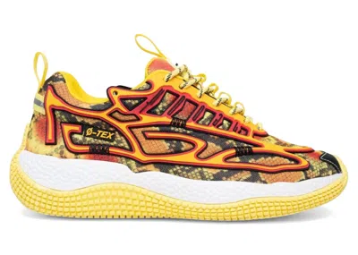 Pre-owned John Geiger Men's  004 Year Of The Snake Sneakers In Red/yellow/python