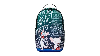 Pre-owned Sprayground Pinky And The Brain Takin Over The World Dlxr Backpack In Multi
