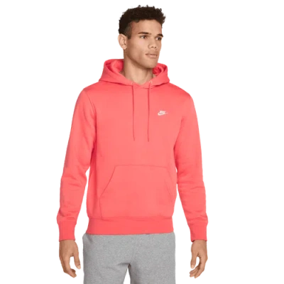 Nike Men's Club Pullover Fleece Hoodie In Orange