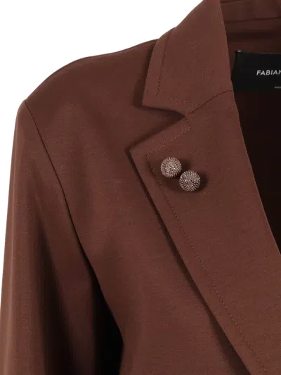 Fabiana Filippi Single-breasted Jersey Blazer With Tailored Fit In Brown