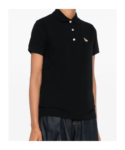 Maison Kitsuné Baby Fox-patch Polo Top In Animal Print