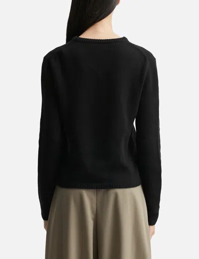 Moncler Cropped Sweater With Contrasting Embroidered Logo In Black