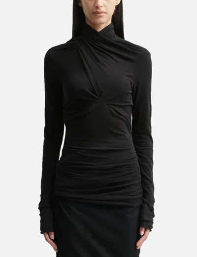 Entire Studios Womens Soot Gres Twisted Stretch-cotton Top In Black