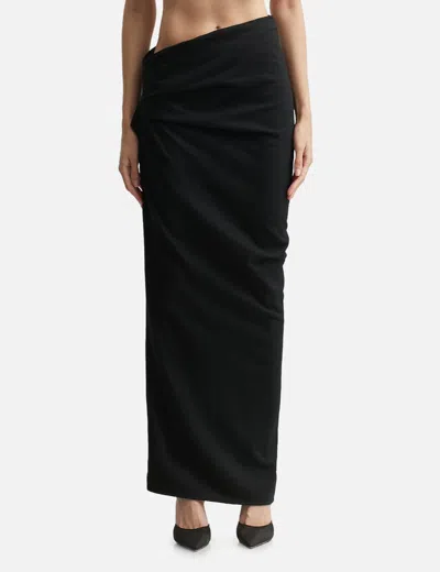 Entire Studios Stretch Wool Midi Skirt With Draped Detailing In White