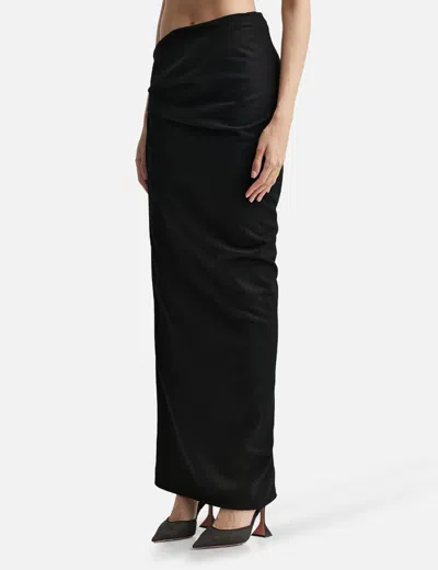 Entire Studios Stretch Wool Midi Skirt With Draped Detailing In White