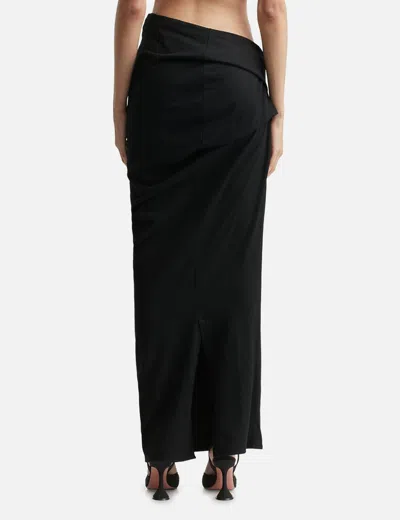 Entire Studios Stretch Wool Midi Skirt With Draped Detailing In White