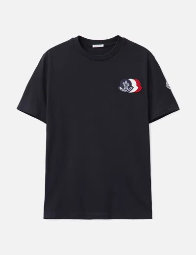Moncler Blue T-shirt With Embroidered Tricolor Logo