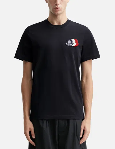 Moncler Blue T-shirt With Embroidered Tricolor Logo